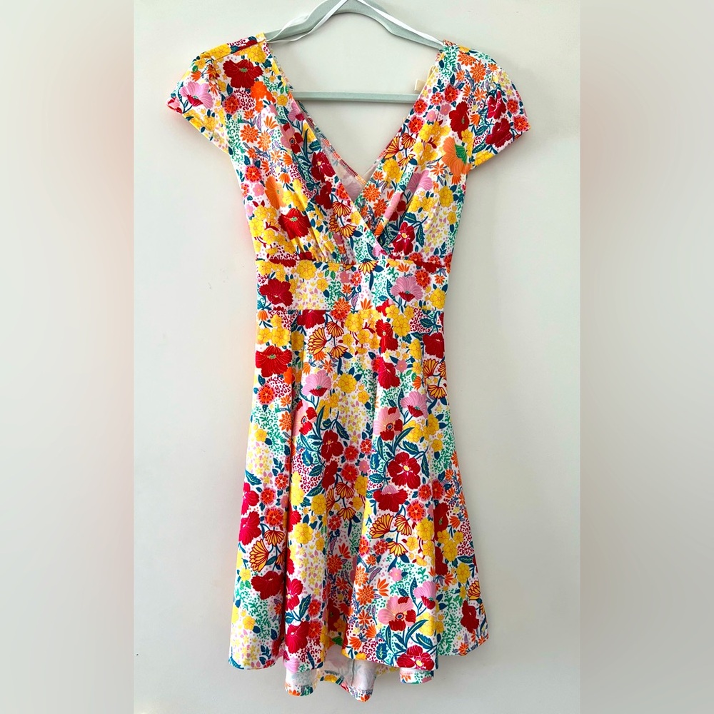 Floral Open Back Skater Dress Medium